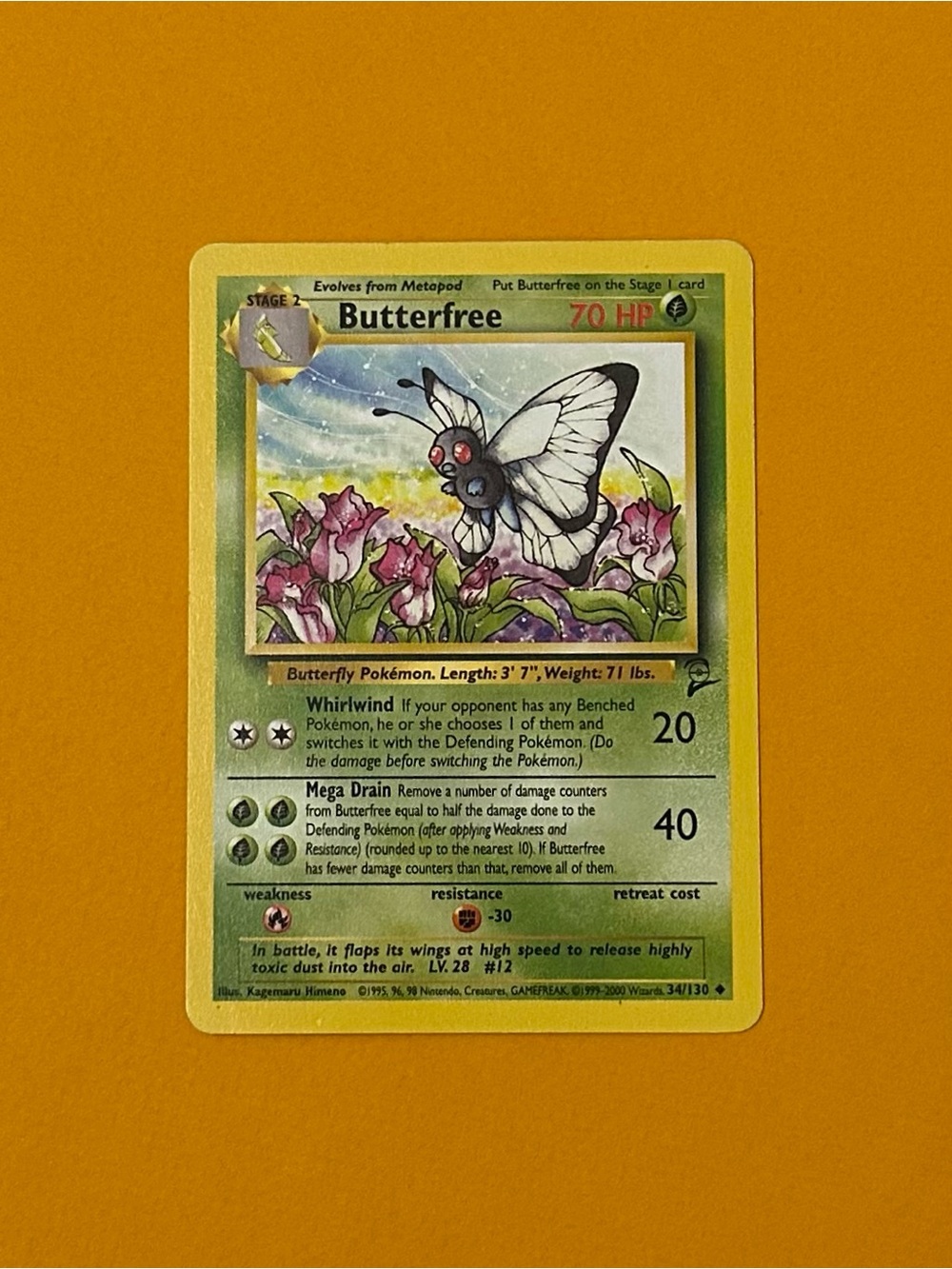 Butterfree Pokémon Card - 34/130 Base Set 2
